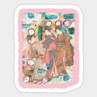 Japanese woman on an abstract background Sticker